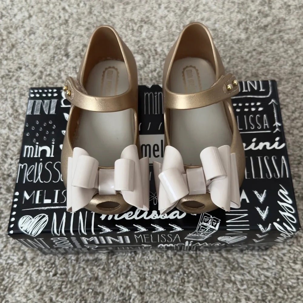 Mini Melissa Ultragirl gold toddler girl shoes sandals size 6